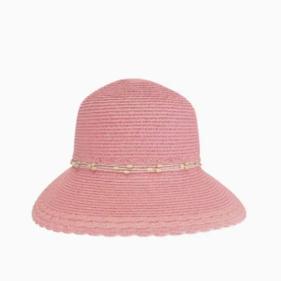 Wooden Bead Trim Cloche C.C Sun Hat or straw bucket hat - Picture 7 of 8